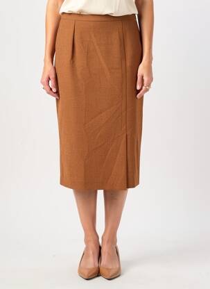 Jupe mi-longue taille à pinces marron JANINE PAUPORTÉ femme