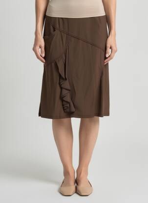 Jupe mi-longue stretch marron LEWINGER femme