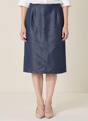Jupe mi-longue taille à pinces bleu CLAUDIA GIL femme