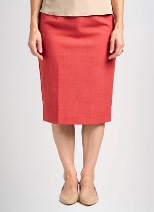Jupe mi-longue taille à pinces rouge PAUPORTÉ femme