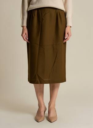 Jupe mi-longue taille à pinces vert CLAUDIA GIL femme