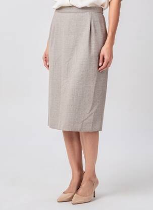 Jupe mi-longue taille à pinces beige CLAUDIA GIL femme