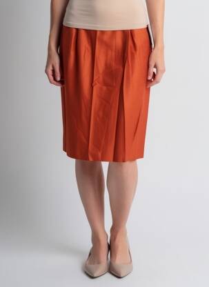 Jupe mi-longue taille à pinces orange JEAN GIRARD femme