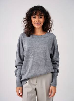 Pull coupe droite manches longues gris MAT. femme