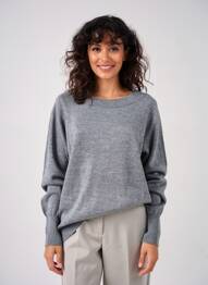 Pull col rond manches longues gris MAT. femme