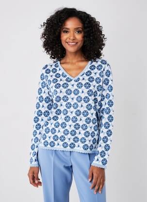 Pull coupe droite manches longues bleu AGATHE & LOUISE femme