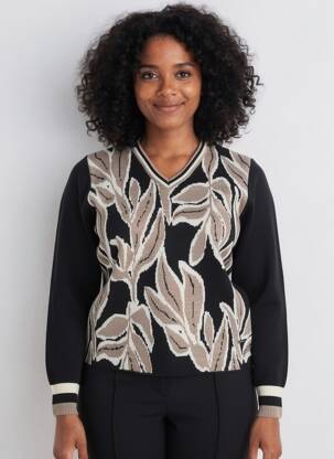 Pull coupe cintrée manches longues noir AGATHE & LOUISE femme