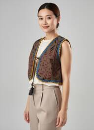 Gilet sans manche coupe droite bleu MOMENT femme