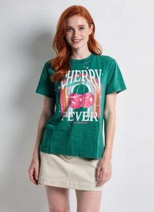T-shirt coupe droite manches courtes vert LE TEMPS DES CERISES fille