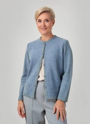 Gilet manches longues col rond bleu I.ODENA femme