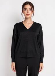 Pull coupe cintrée manches longues noir MCM femme