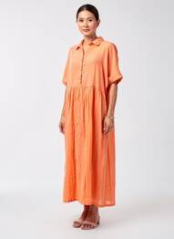 Robe longue manches courtes manches courtes orange CHICOSOLEIL femme