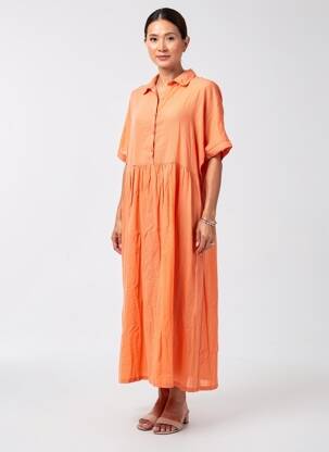 Robe longue manches courtes manches courtes orange CHICOSOLEIL femme