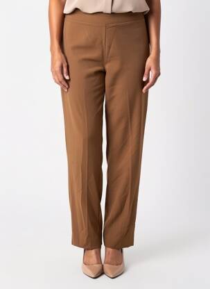 Pantalon droit tissage crêpe taille normale marron MAT. femme