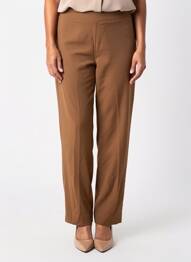 Pantalon droit taille élastique taille normale marron MAT. femme