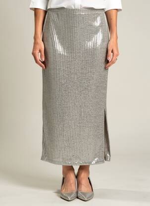 Jupe longue coupe droite argent AN II VITO femme