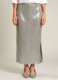 Jupe longue coupe droite argent AN II VITO femme