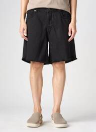 Short tissage denim taille normale noir MAT. femme