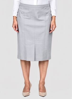 Jupe mi-longue taille à pinces gris PAUPORTÉ femme