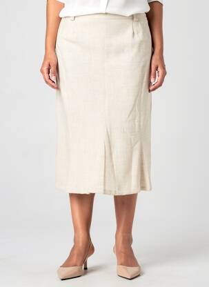 Jupe mi-longue taille à pinces beige PIER BÉ femme