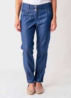 Pantalon slim tissage popeline taille normale bleu QUATTRO femme