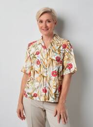 Chemisier imprimé fleurs manches courtes beige PIER BÉ femme