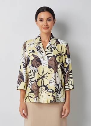 Chemisier imprimé fleurs manches 3/4 vert FINNKARELIA femme