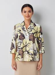 Chemisier imprimé fleurs manches 3/4 vert FINNKARELIA femme