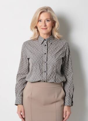 Chemisier coupe cintrée manches longues marron FRANK WALDER femme