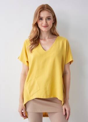 Tunique manches courtes coupe fluide jaune FA CONCEPT femme