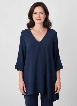 Tunique manches longues col v bleu FRANCK ANNA femme