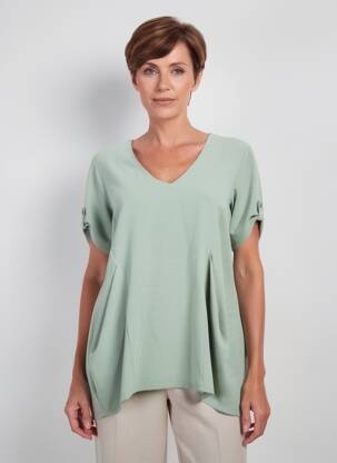 Tunique manches courtes col v vert FRANCK ANNA femme