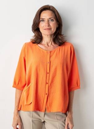 Chemisier coupe droite manches 3/4 orange FRANCK ANNA femme