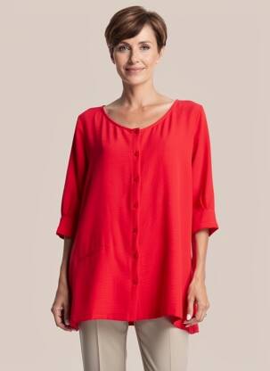 Chemisier coupe droite manches 3/4 rouge FRANCK ANNA femme