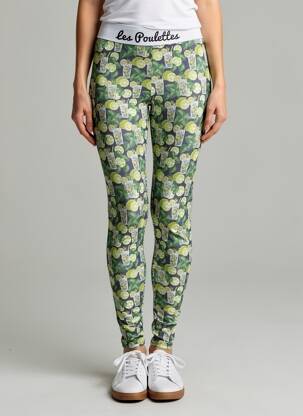Legging effet matière satinée taille normale vert LES POULETTES FITNESS femme
