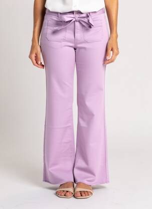 Pantalon flare stretch taille haute violet GEISHA femme