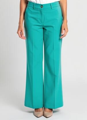 Pantalon flare taille à pinces taille haute vert GEISHA femme