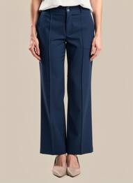 Pantalon droit fermeture zippée sous rabat boutonné taille normale bleu STREET ONE femme