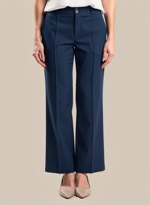 Pantalon droit fermeture zippée sous rabat boutonné taille normale bleu STREET ONE femme