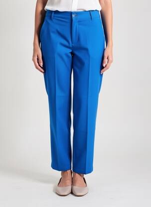 Pantalon chino fermeture zippée sous rabat boutonné taille normale bleu STREET ONE femme