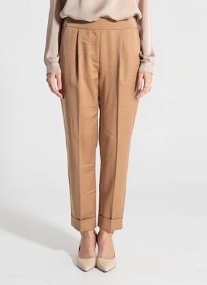 Pantalon droit stretch taille normale beige GEISHA femme