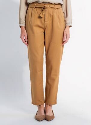 Pantalon droit tissage crêpe taille haute beige WAY (WAY ARE YOU) BY IKKS femme