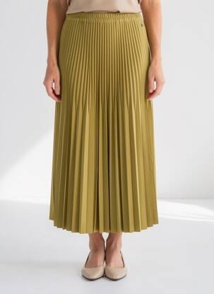Jupe longue tissage crêpe vert GARCIA femme