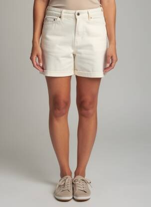 Short tissage denim taille normale beige GEISHA femme