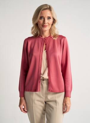 Gilet manches longues fermeture boutonnée sur le devant rouge fonce ELLEMME femme