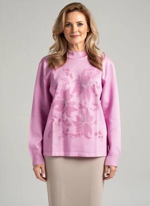 Pull coupe cintrée manches longues rose ELLEMME femme