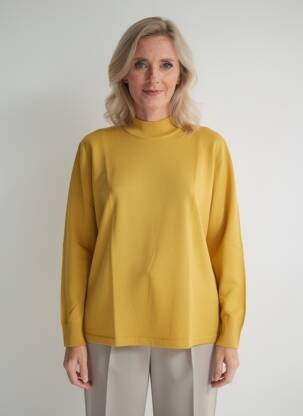 Pull coupe cintrée manches longues jaune ELLEMME femme