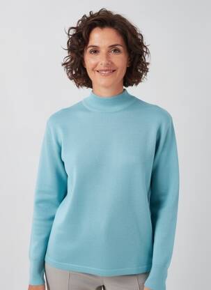 Pull coupe cintrée manches longues bleu ELLEMME femme