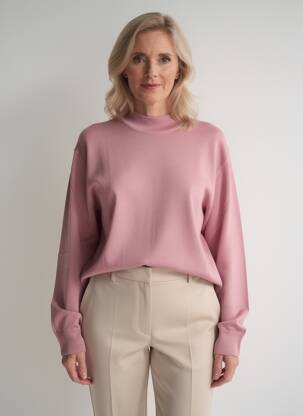Pull coupe cintrée manches longues rose ELLEMME femme