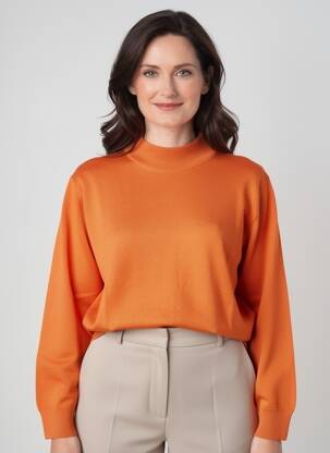 Pull coupe cintrée manches longues orange ELLEMME femme